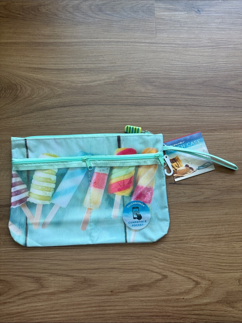 Water resistant beach case with zipper pockets popsicle summer pattern
